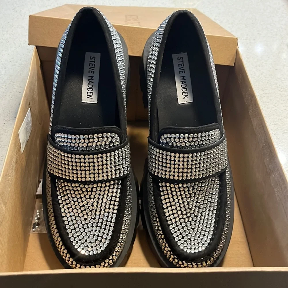 Steve Madden Rhinestone Loafers - Picture 1 of 6